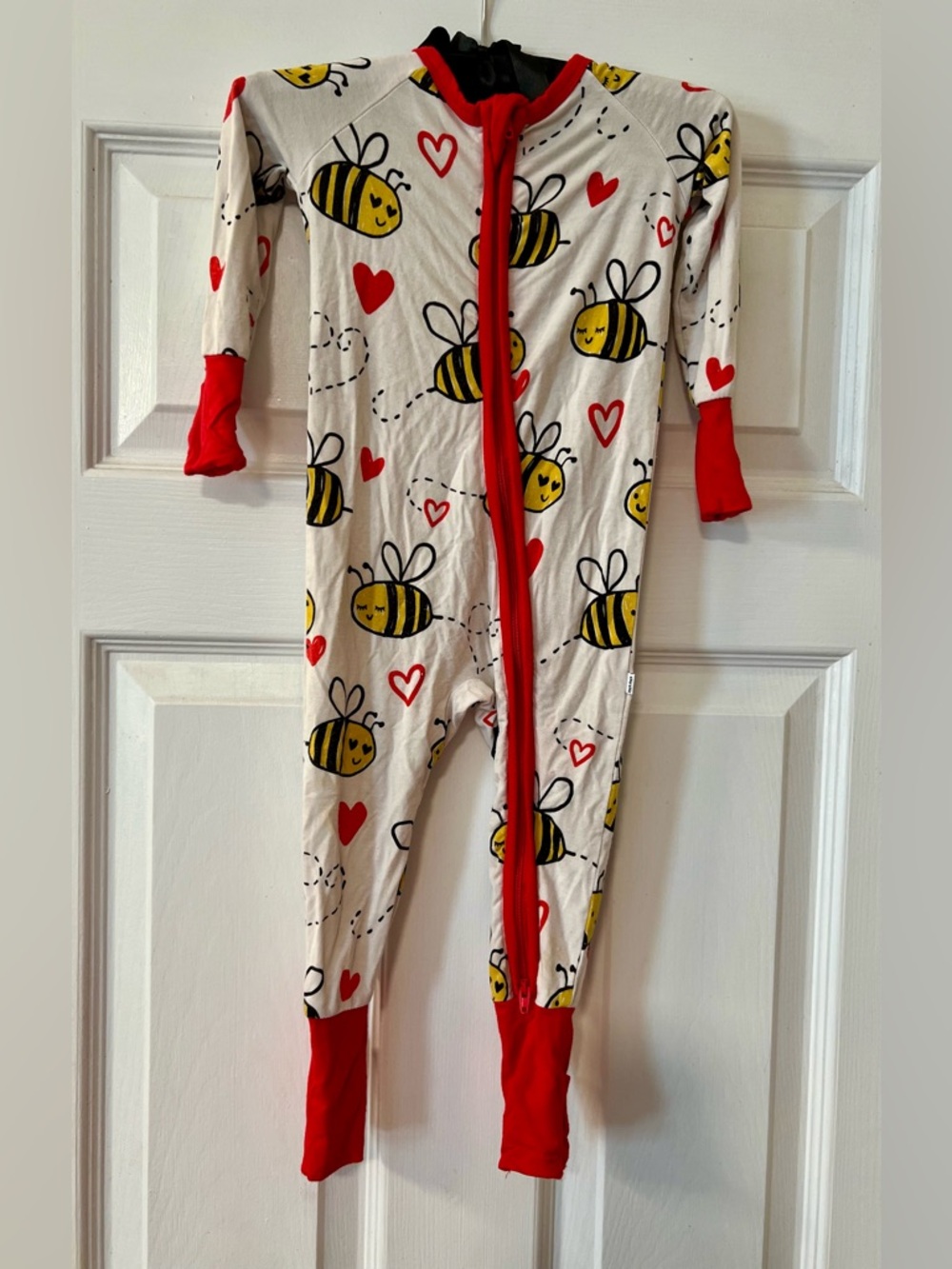Little Sleepies Cream “Love Bug” Bee Bamboo Convertible Romper 6-12 Months